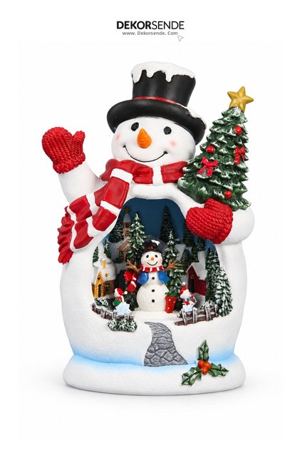 Christmas Snow Globe Lighted Snowman with Hat 25 cm