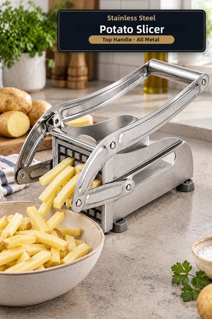 Potato Slicer Machine Manual Stainless Steel Top Handle Finger Potato Cutter