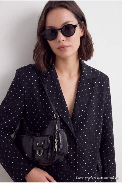 Siyah Beyaz Puantiyeli Oversize Blazer Ceket TWOAW27BC00021