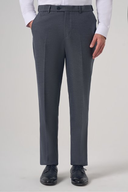 Erkek Lacivert Poliviskon Trend Desenli Dynamic Fit Pantolon
