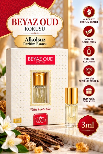 Beyaz Oud Kokusu Alkolsüz Esans 3ml