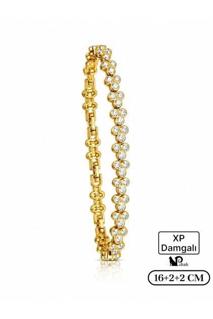 XUPING JEWELRY Yonca Çiçek Su Yolu Serisi Zirkon Taşlı Vip Kuyumcu İşçiliği Bileklik- 16cm+2cm+2cm