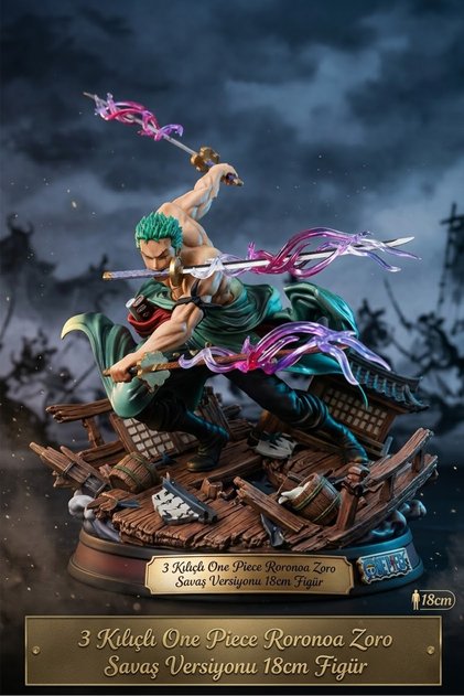 3 Kılıçlı One Piece Roronoa Zoro Savaş Versiyonu 18cm Figür