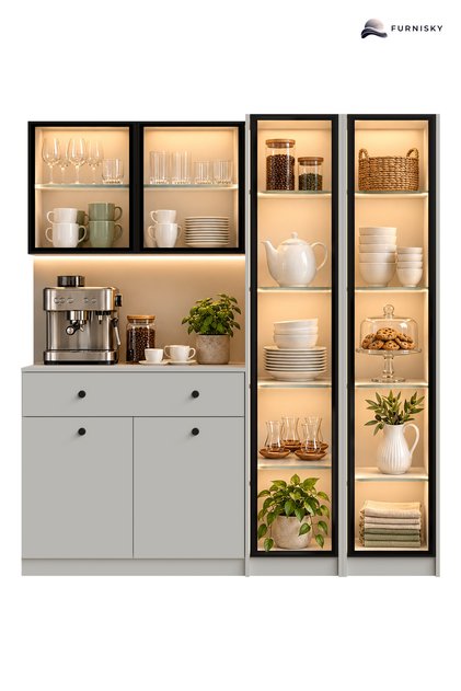 Ladin Kahve Köşesi 4 Kapılı Mutfak Dolabı Çay Ünitesi - %100 MDF - 160 cm - Aytaşı