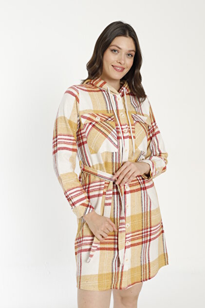 Women's Buttoned Lumberjack Tunic Shirt 22021