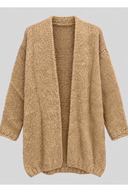 Camel Color Women's Soft Textured Oversize Cardigan
