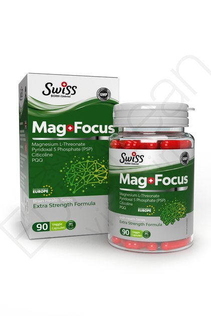 Swiss Bork Mag Focus 90 Kapsül – Magnezyum L-Treonato, Citicoline, PQQ, P5P Destekli Formül