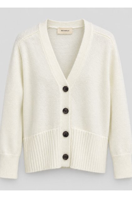 Ecru Color Women's Knitwear Cardigan with Pockets