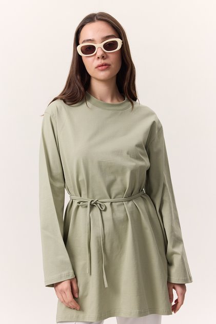 ÜBERGROßES T-SHIRT MIT BANDDETAIL, GRÜN