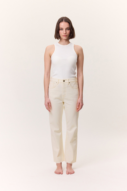 High Waist Flare Leg Jean Ecru
