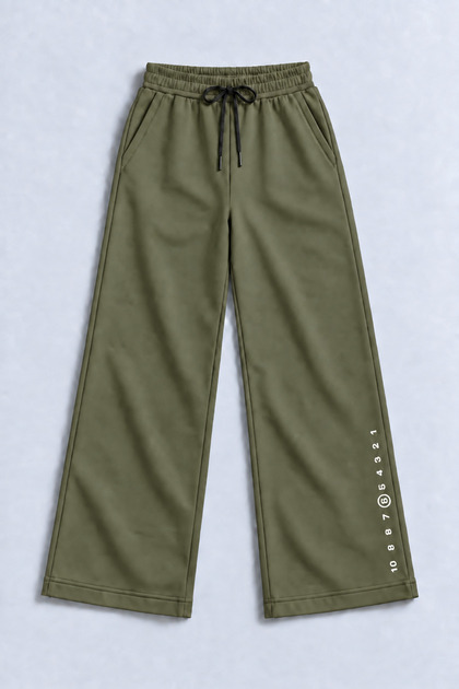 Boys' Black Lace-Up Wide-Leg Sweatpants with Number Print on the Cuffs