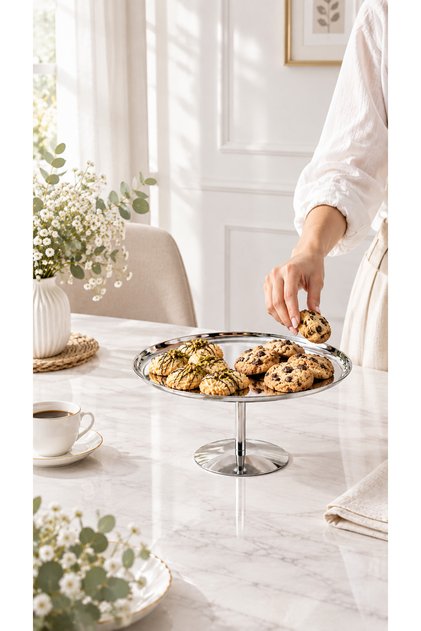 Luxury XL 24 cm Single Layer Footed Presentation Tray, Serving Tray, Stand, Multi-Purpose Use