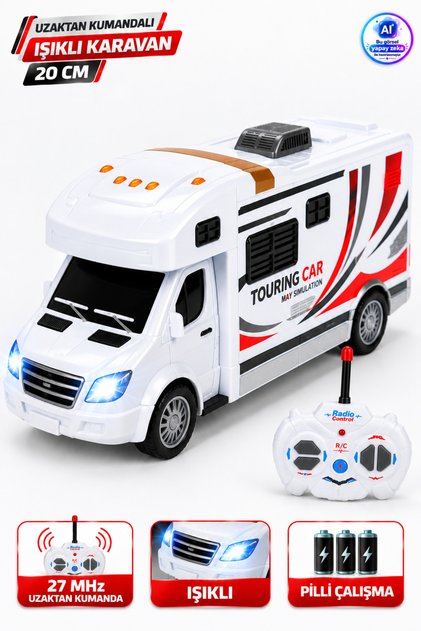 Pilli Işıklı Uzaktan Kumandalı Karavan 20 cm - Ful Fonksiyon Led Işıklı Kumandalı Karavan