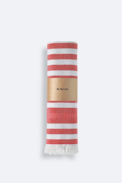 Men's Red Striped 100% Cotton Peshtemal A51Y8204