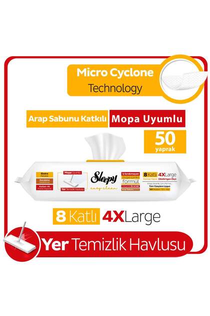 Easy Clean Arap Sabunu Katkılı Mopa Uyumlu Yer Temizlik Havlusu&Mendili 50 Yaprak