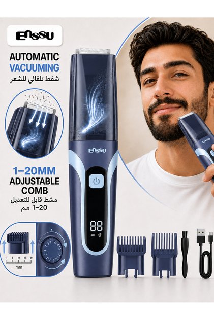 Vacuum Beard Trimmer for Men, 1-20 mm Adjustable Ceramic Blade, IPX7 Waterproof, Type-C