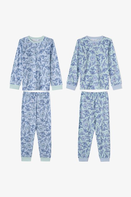 Boy's Blue Historical Dinos Cotton Long Sleeve 2-Piece Pajama Set