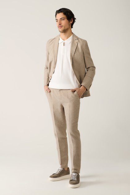 Men's Mink Side Pocket Linen Blend Relaxed Fit Trousers A41Y3260