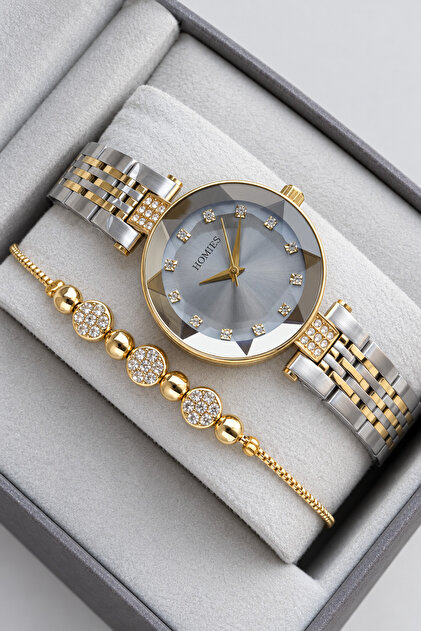 Women's Wristwatch Gold Silver Color Steel Band Japanese Mechanism Gift Special Boxed Hmby2075C4