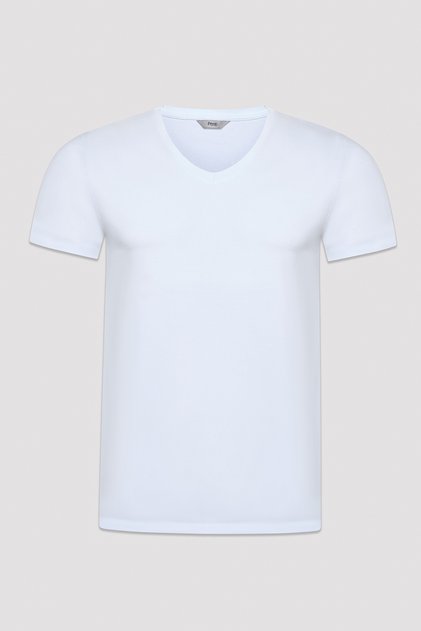 Erkek V Neck Beyaz Tişört