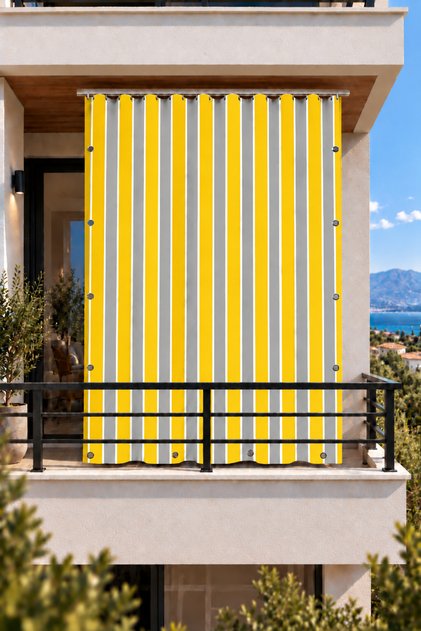 Yellow Gray Yellow / Gray Enxboy Optional Elite Balcony Curtain Ty901