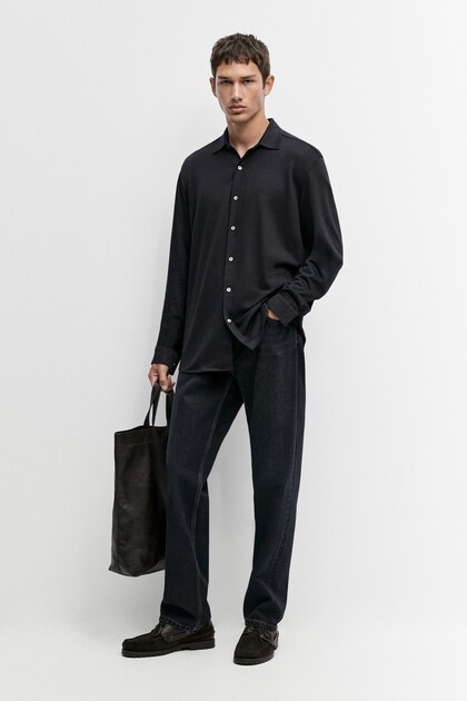 Pamuklu slim fit streç gömlek