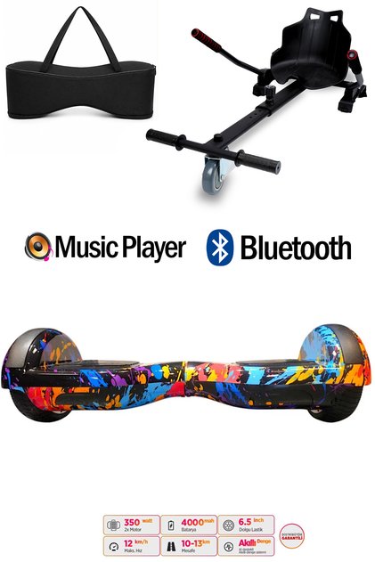 Elektrikli Kaykay Scooter Hoverboard Akıllı Denge 6.5 Inch + Hover Kart + Çanta EXTREM PAKET D26