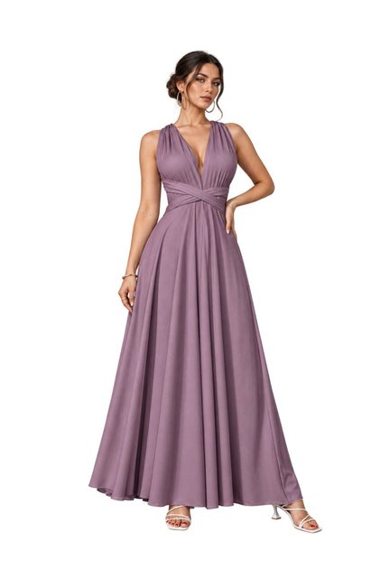 VS-1021 İnfinity Mor Çok Yönlü Bağlamalı Kloş Maksi Elbise