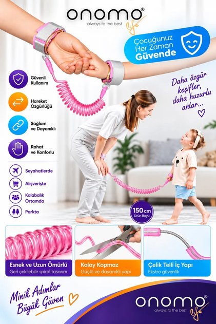 Life Çocuk Bebek Kaybolma Önleyici Yürüyüş Emniyet Kemeri Anne Bileklik Güvenlik Bilekliği