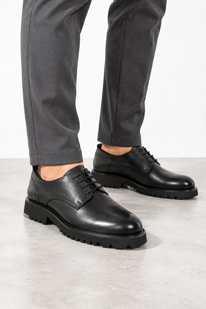 Ash Men's Genuine Leather Lace-Up Jurdan Sole Classic Shoes - Black