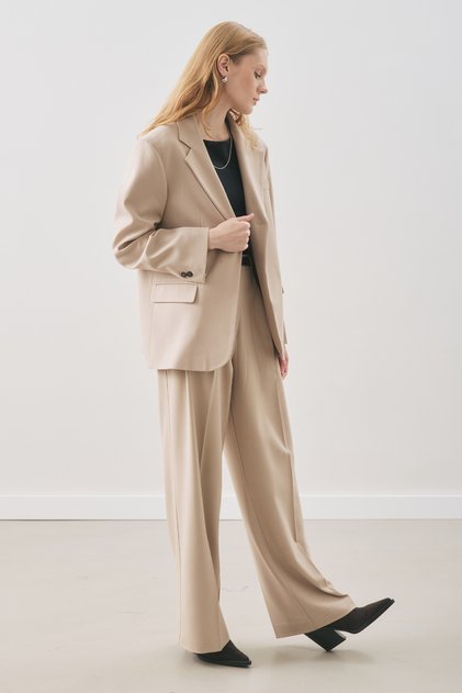Dina Pile Detail Pants Beige