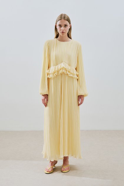 Mila Pi̇lli̇seli̇ Layered Dress Soft Yellow