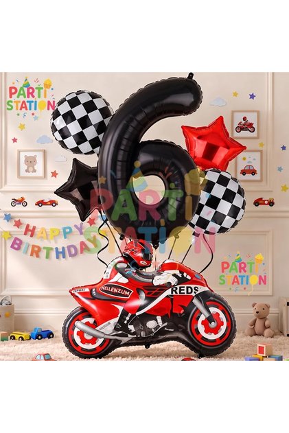 Motorcycle Racing Engine Concept 6 Years Old Balloon Set Motorcycle Birthday Balloon Set