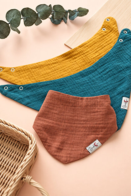 3-Piece 100% Organic Cotton 4-Layer Muslin Baby Bib Oeko-Tex Girl Boy Drool Bib Scarf