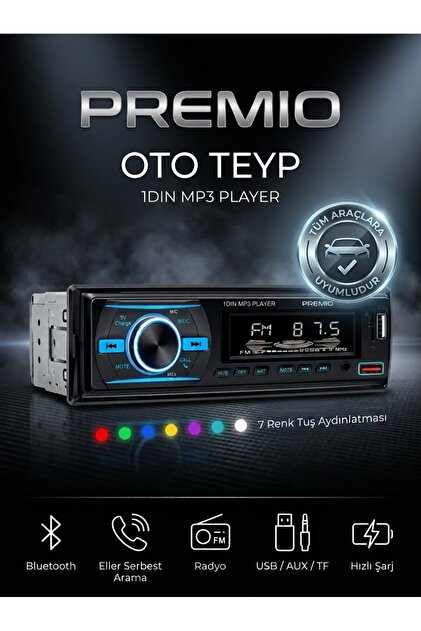 Teyp – Çift Usb, Çift Amfi , Ekstra Bass Ve Bluetoothlu 7 Renk Oto Teyp