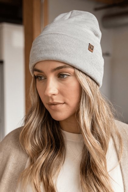 Melange Unisex Basic Beanie Lp Collection Folded Melange Gray Ribbed Knit Classic Beanie