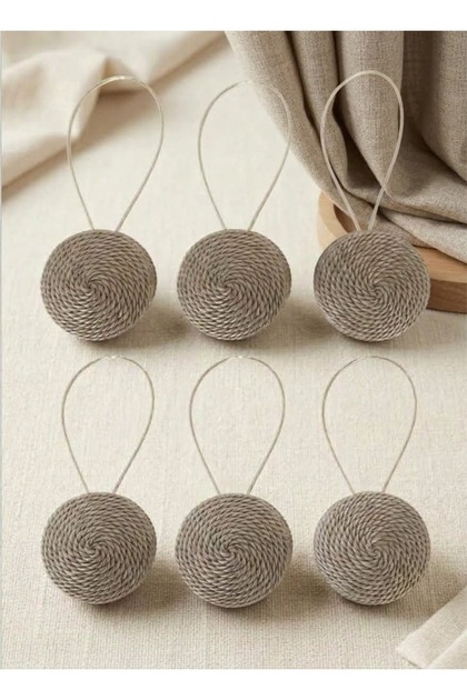 Magnetic Curtain Latch with Rope Wrap 6 Pieces Round Mink