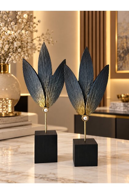İkili Yaprak Biblo – Dekoratif ve Şık Tasarım 30 × 11 cm / 28 × 11 cm