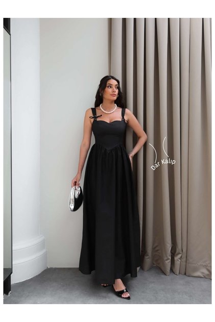 Heart Neckline Dress with Back Tie Detail