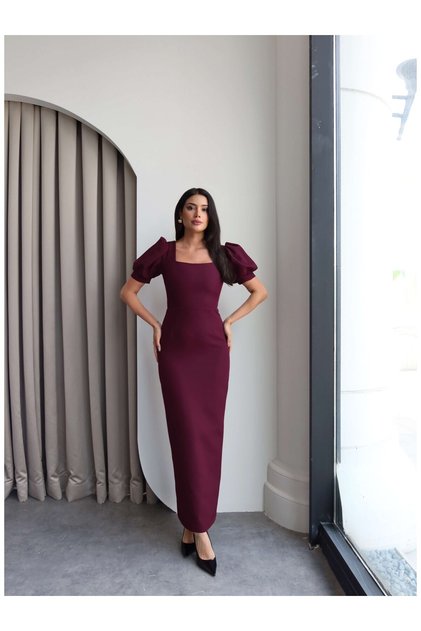 Balloon Sleeve Square Neck Dress