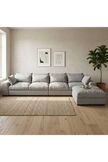| Sleek Scandinavian L-Shape Sofa - Light Gray - 300x200x90x80 cm