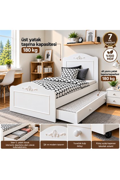 Romantic Yavrulu Karyola (90X190)%100mdf Üretimi