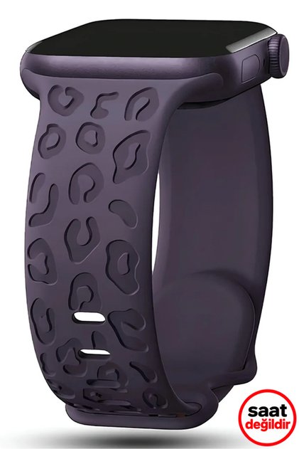 Apple Watch 12 11 10 46mm 9 8 7 6 SE Ultra Uyumlu 42-44-45-49mm Leopar Desenli Silikon Kordon