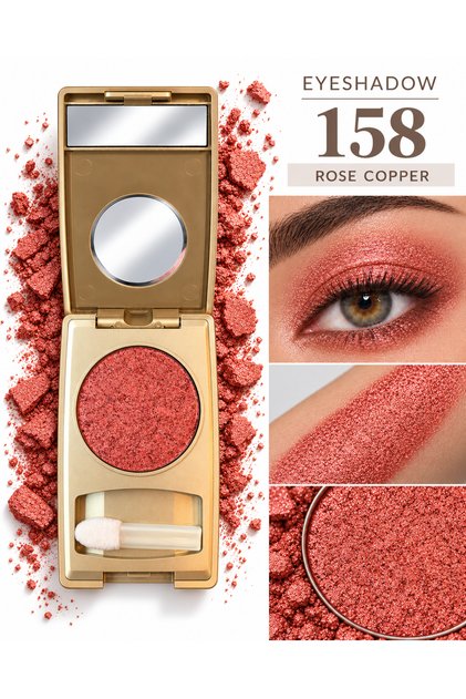 Metallic Pink, Shimmering Powder Eyeshadow - Metallic Pink Eyeshadow No:158