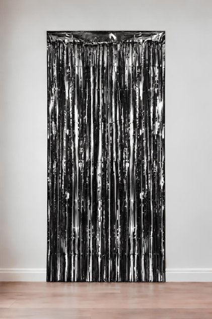Metalize Arka Fon Kapı Perdesi Siyah 100x200 cm