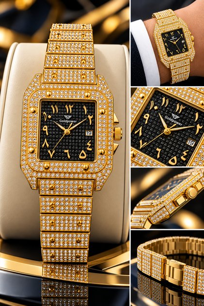 Luxury Stone Arabic Numerals Calendar Unisex Wristwatch