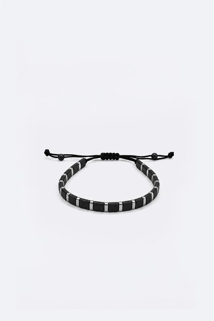 Men's Black Hematite Stone Bracelet B009624
