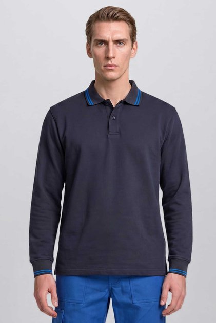 Contrast Polo Neck Sweatshirt