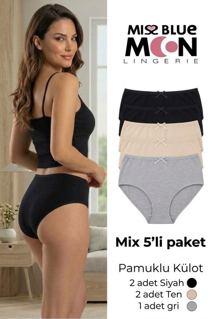 High Waist 5-Piece Bato Women's Panties 5000