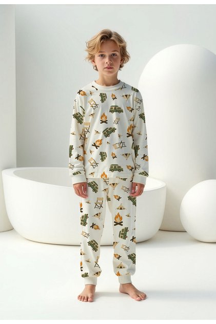 %100 Pamuk Erkek Çocuk Pijama Takımı